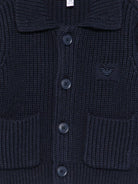 Cardigan per neonato Emporio Armani Kids blu con tasche applicate - Rubino Kids