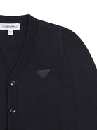 Cardigan per neonato Emporio Armani Kids blu navy con applicazione - Rubino Kids