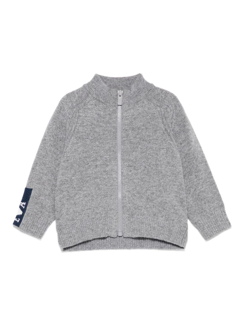 Cardigan per neonato Emporio Armani Kids grigio con logo - Rubino Kids
