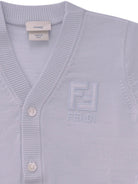 Cardigan per neonato Fendi Kids azzurro con logo FF sul davanti - Rubino Kids