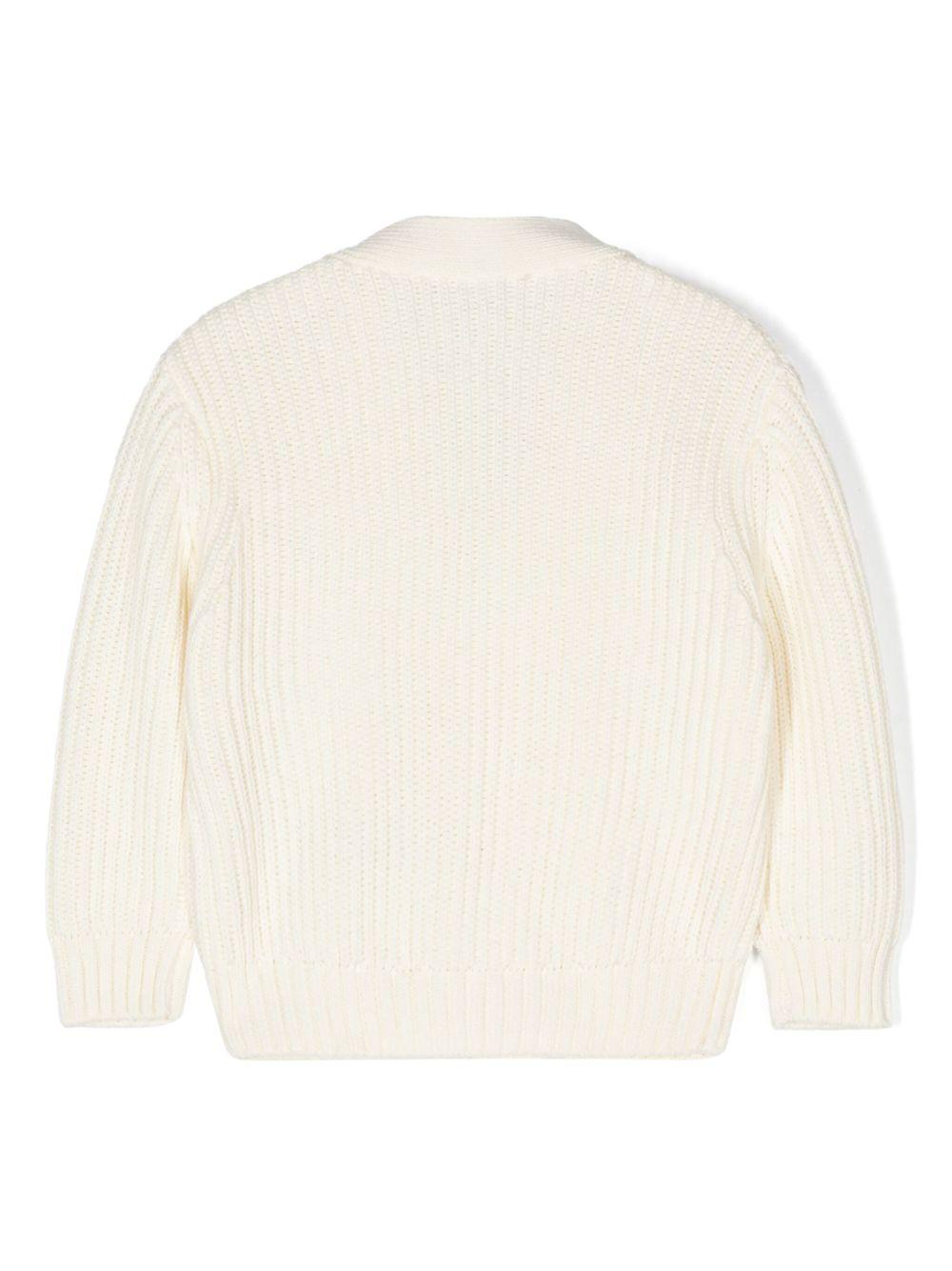 Cardigan per neonato Il Gufo bianco con rifiniture a coste - Rubino Kids