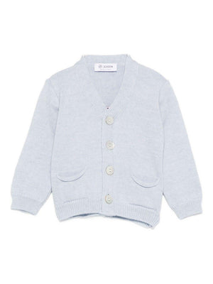 Jesurum Baby light blue cardigan for newborns with two patch pockets on the front