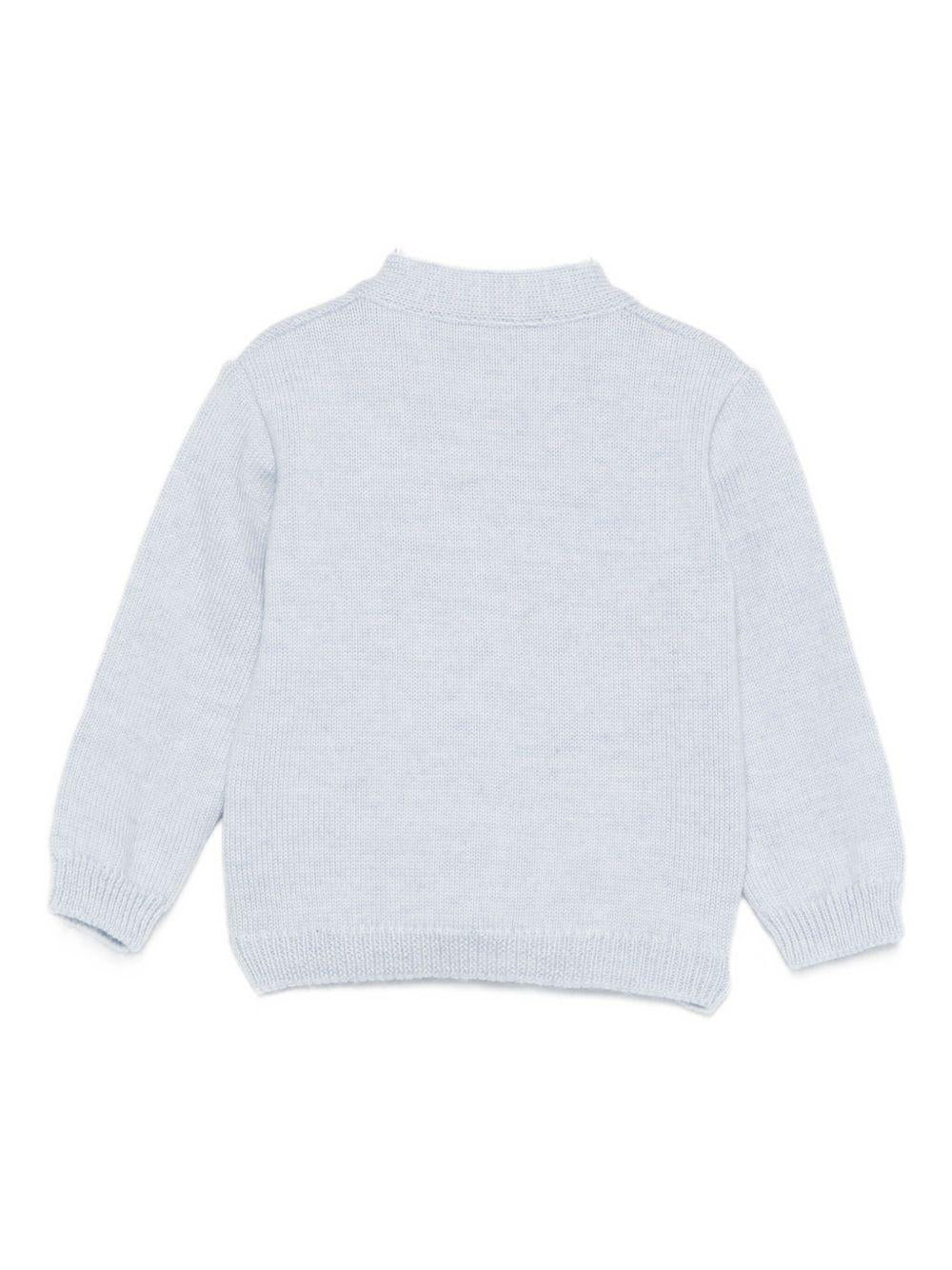 Cardigan per neonato Jesurum Baby azzurro con due tasche applicate sul davanti - Rubino Kids