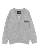 Cardigan per neonato John Richmond Junior grigio con placca logo - Rubino Kids