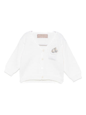 La Stupenderia beige V-neck cardigan for newborns