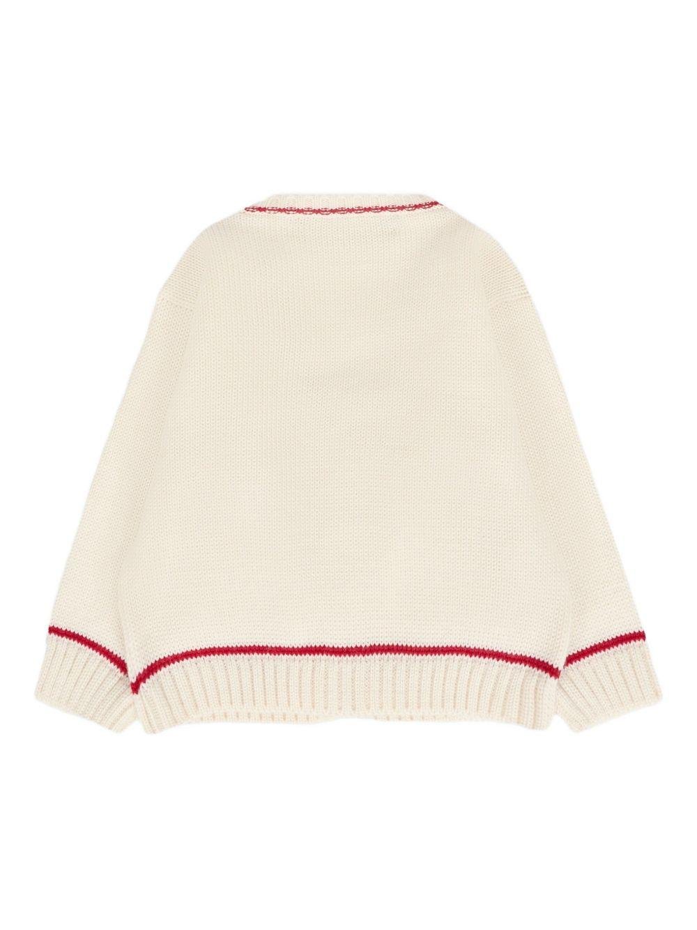 Cardigan per neonato La Stupenderia bianco con scollo a V - Rubino Kids