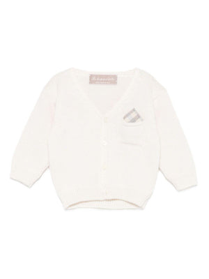 La Stupenderia white V-neck cardigan for newborns