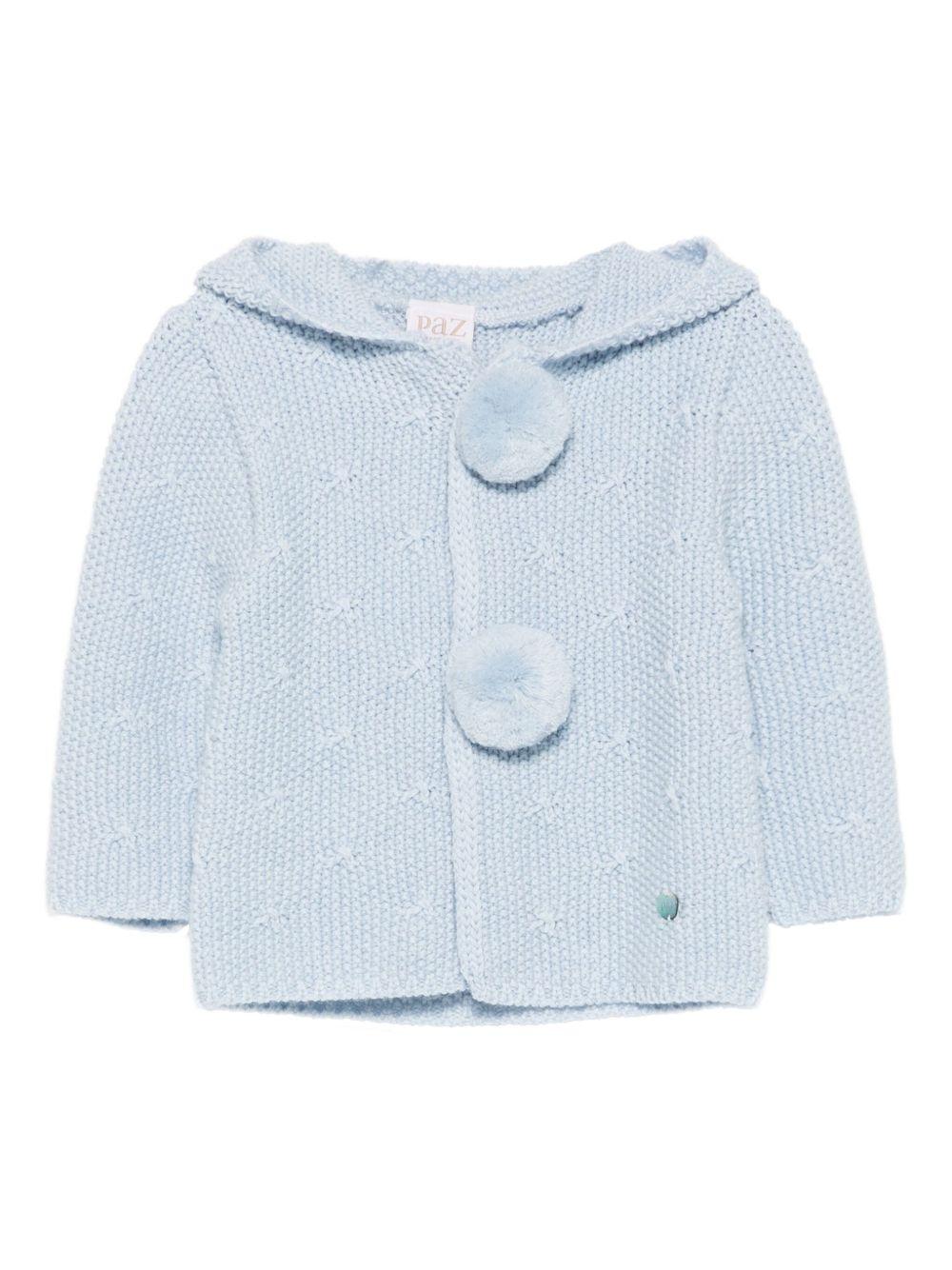 Cardigan per neonato Paz Rodrìguez azzurro con cappuccio - Rubino Kids