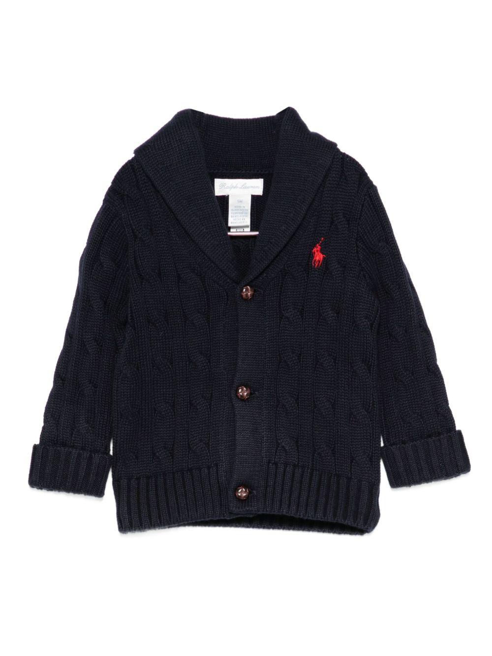 Cardigan per neonato Polo Ralph Lauren Kids blu con maglia a trecce - Rubino Kids