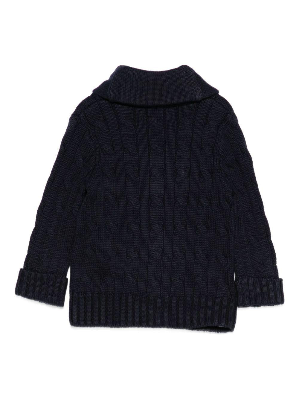 Cardigan per neonato Polo Ralph Lauren Kids blu con maglia a trecce - Rubino Kids