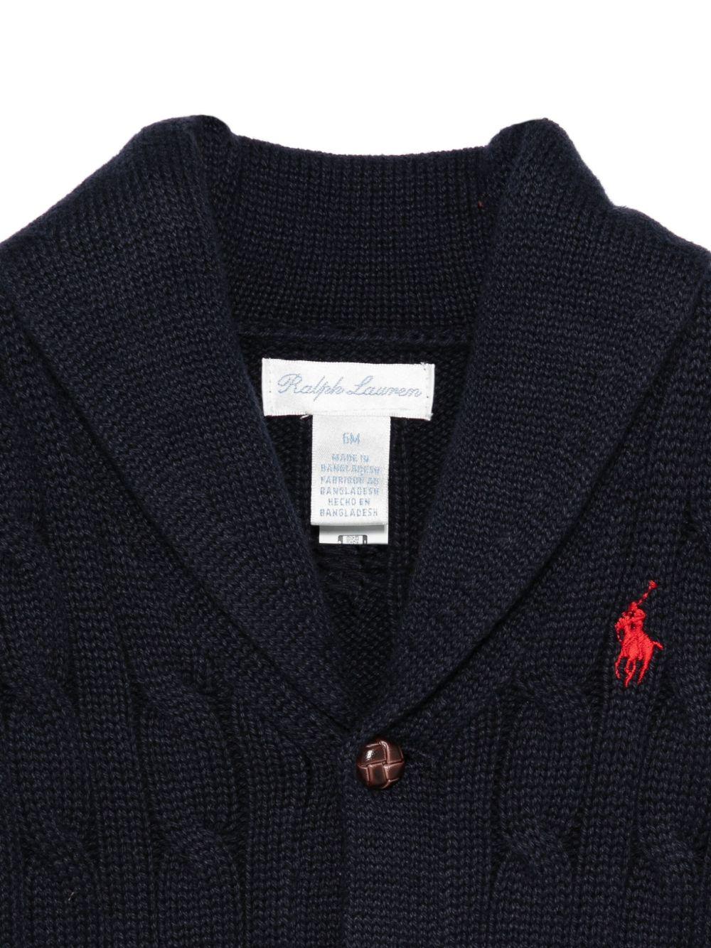 Cardigan per neonato Polo Ralph Lauren Kids blu con maglia a trecce - Rubino Kids