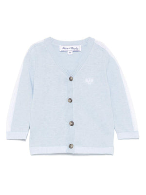 Cardigan per neonato Tartine Et Chocolat azzurro con ricamo e bordo a contrasto