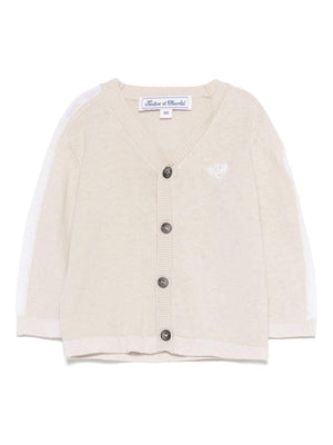 Cardigan per neonato Tartine Et Chocolat beige con ricamo e bordo a contrasto