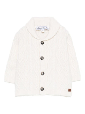 Tartine Et Chocolate white baby cardigan with front buttons