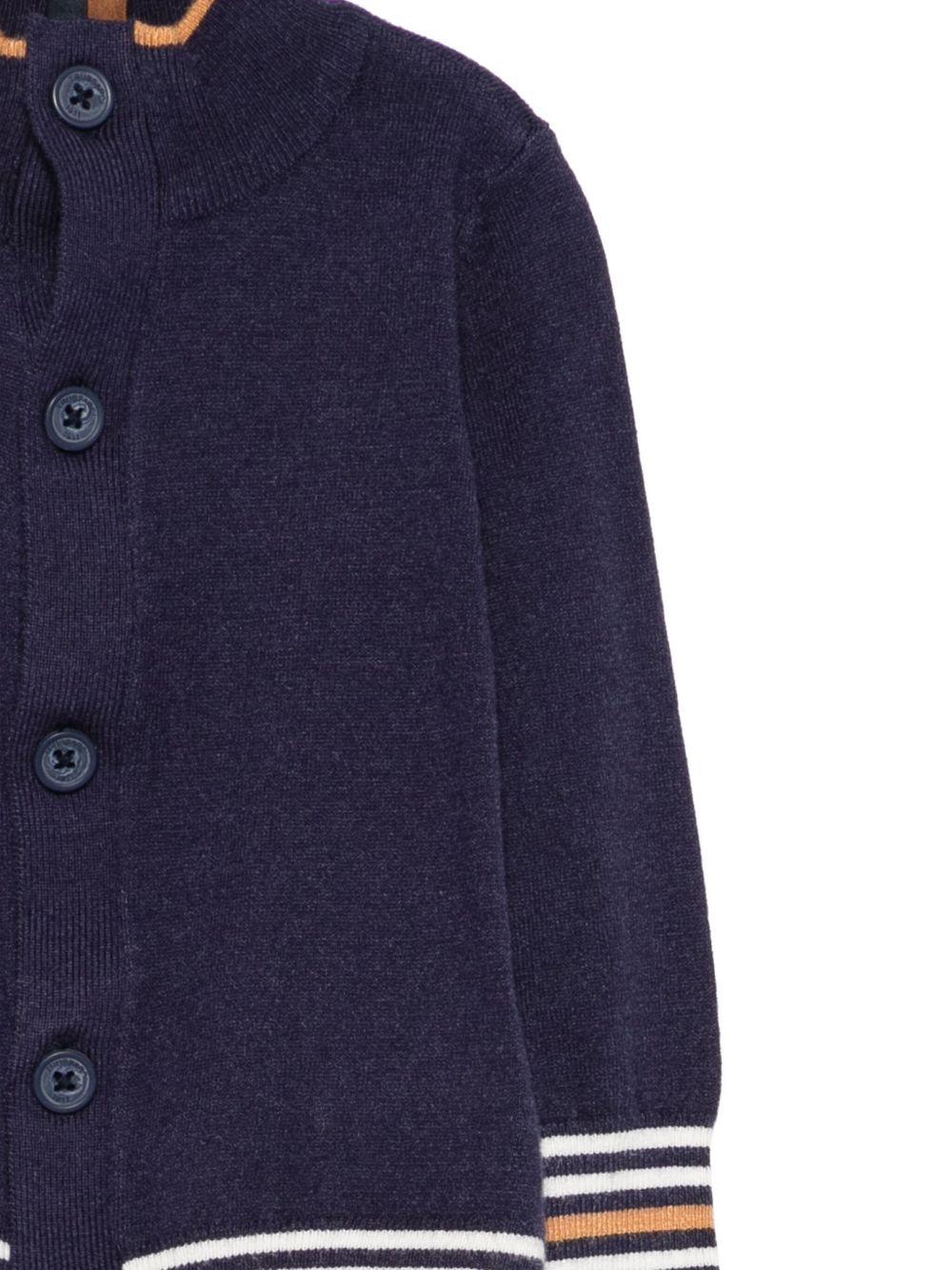 Cardigan per neonato TRUSSARDI JUNIOR blu con polsini a righe - Rubino Kids