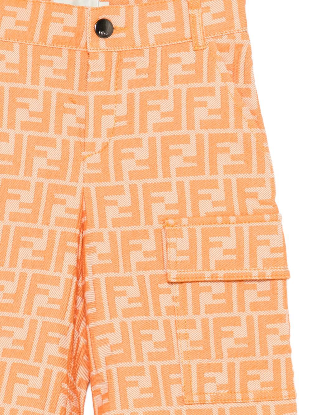 Cargo corti per bambino Fendi Kids arancione con logo all - over - Rubino Kids