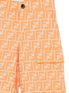 Cargo corti per bambino Fendi Kids arancione con logo all - over - Rubino Kids