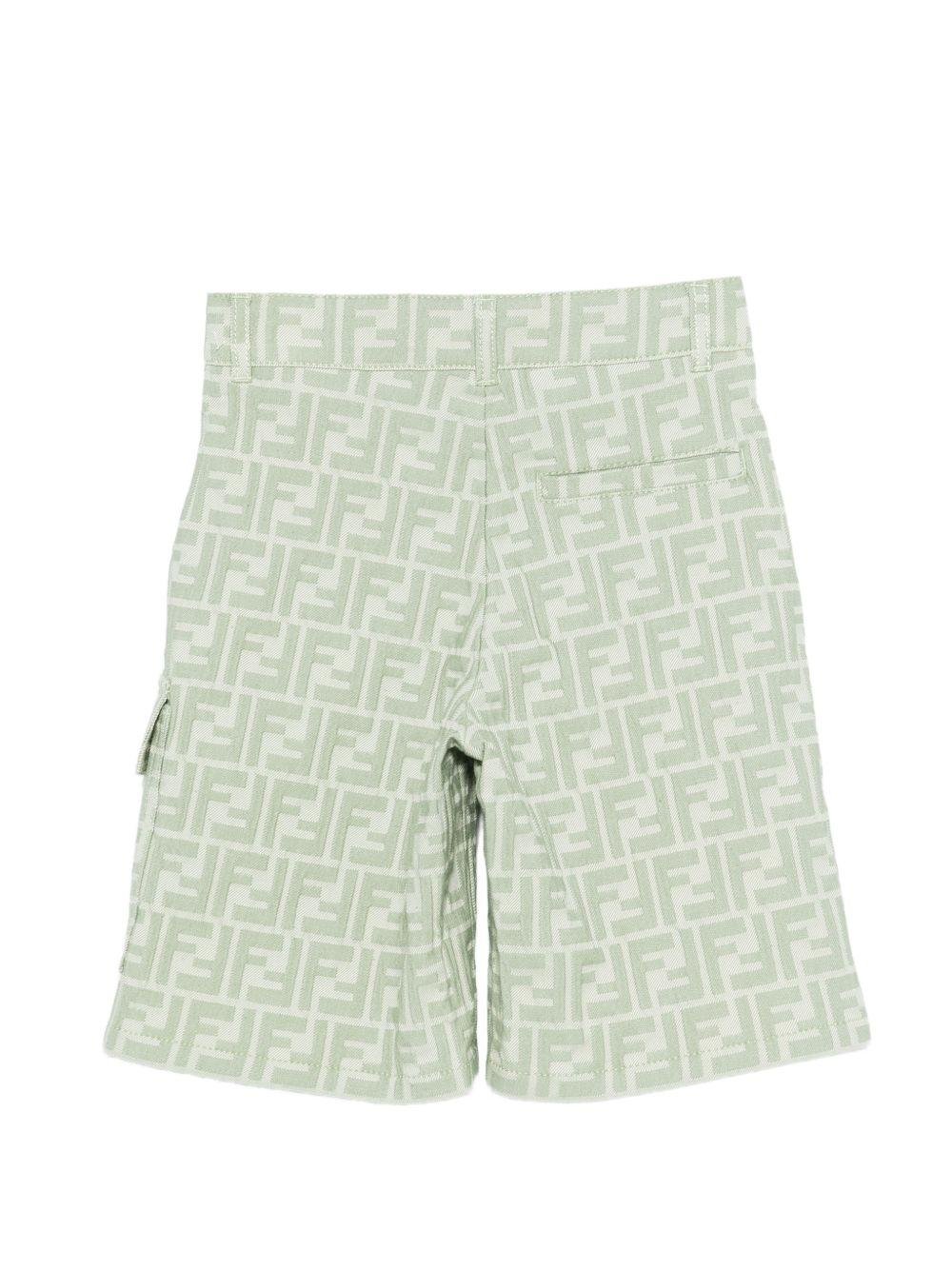 Cargo corti per bambino Fendi Kids verde con logo all - over - Rubino Kids