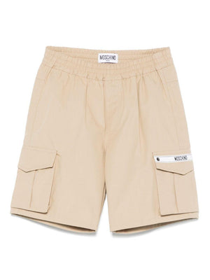 Cargo corti per neonato Moschino Kids beige con applicazione