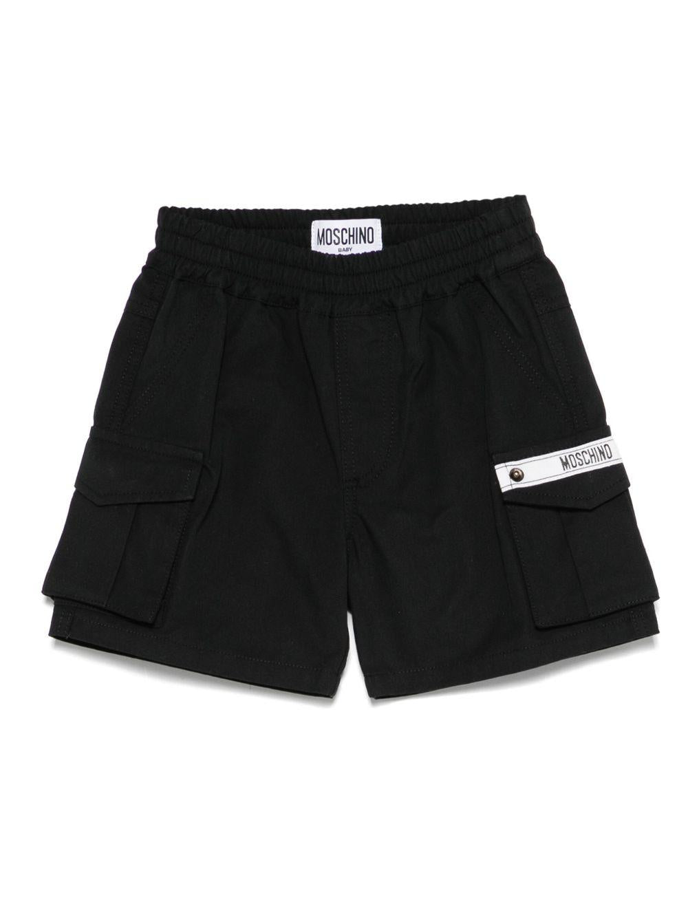 Cargo corti per neonato Moschino Kids nero con applicazione - Rubino Kids