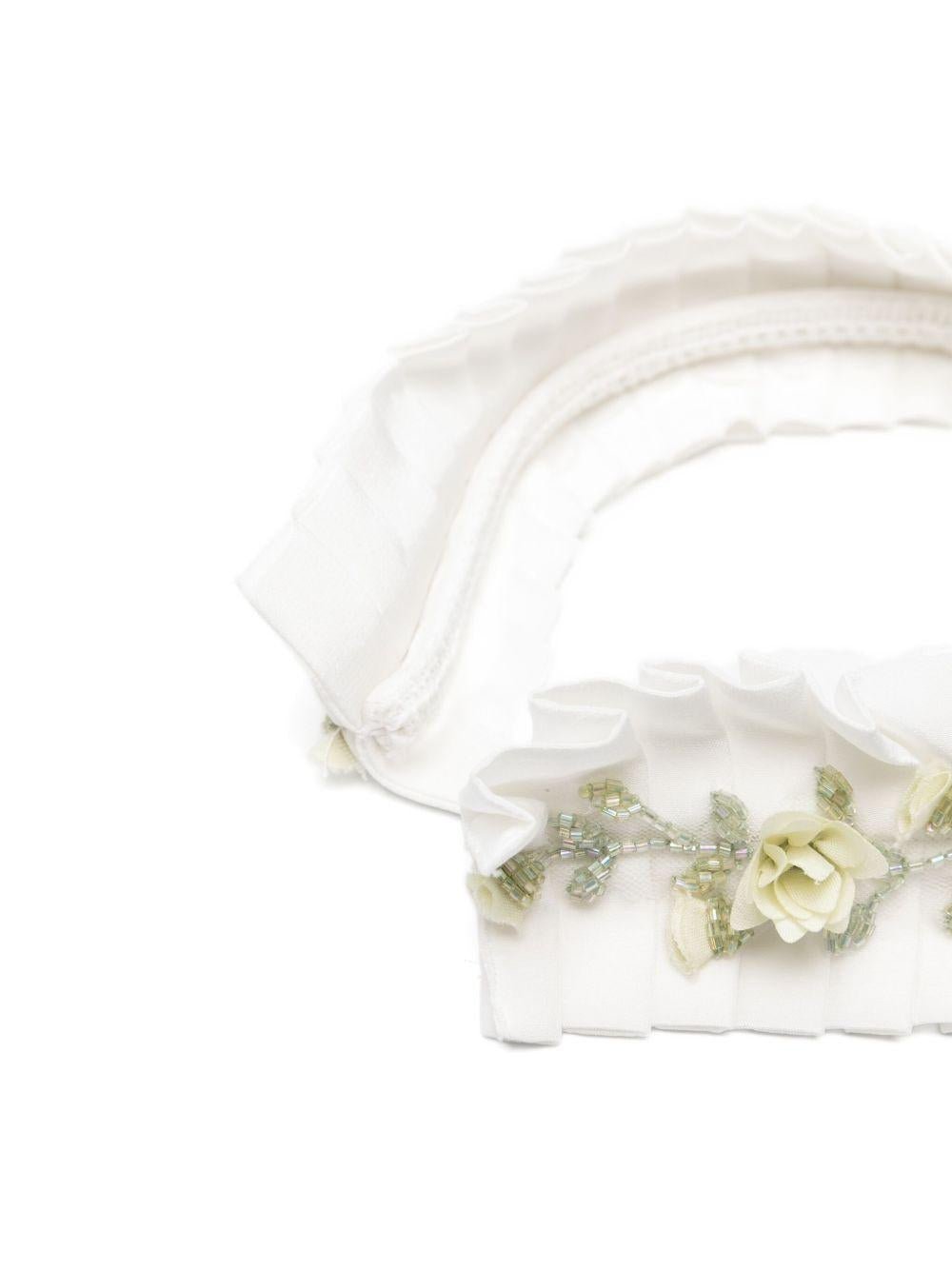 Cerchietto per bambina Maison Ava bianco con decorazioni floreali - Rubino Kids