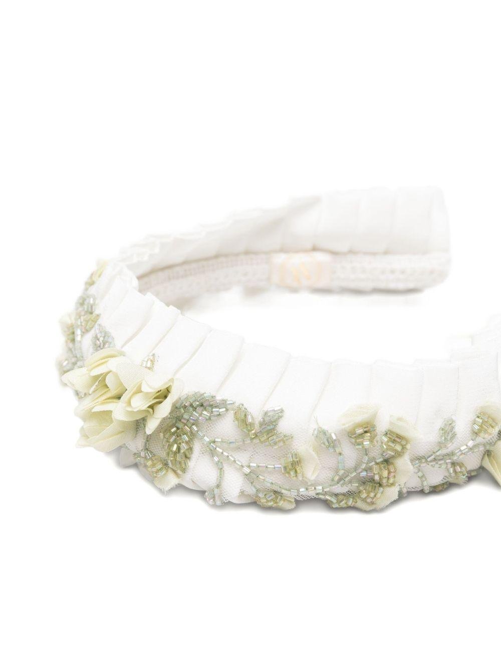 Cerchietto per bambina Maison Ava bianco con decorazioni floreali - Rubino Kids