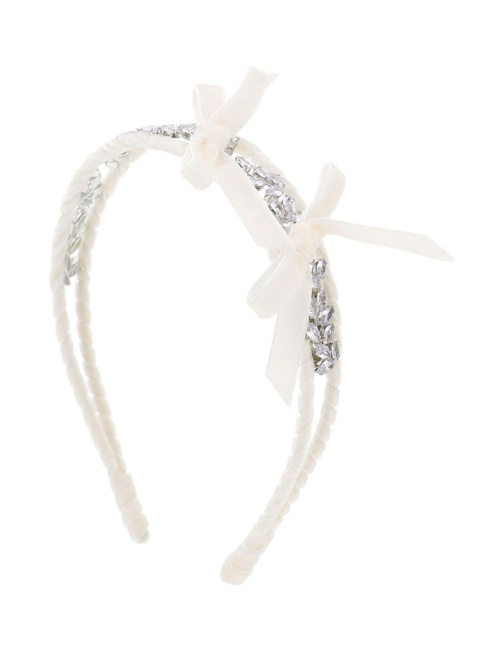 Cerchietto per bambina Monnalisa bianco con cristalli - Rubino Kids