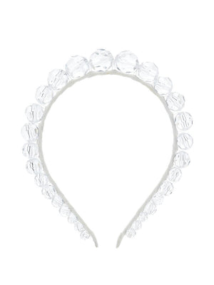 Monnalisa white headband for girls with bead decoration