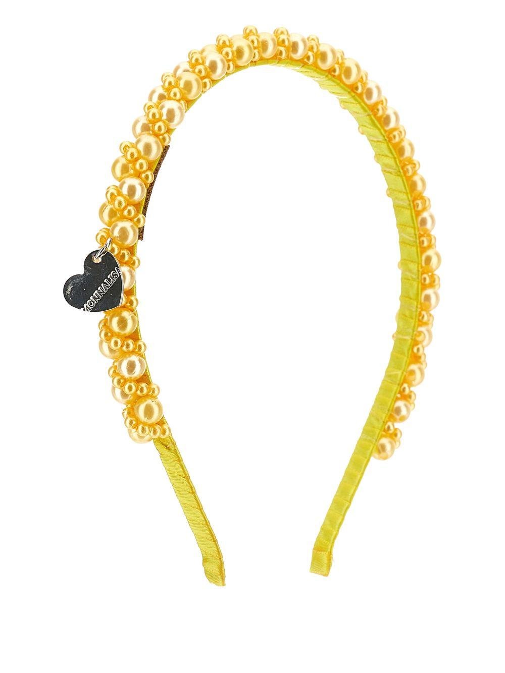 Cerchietto per bambina Monnalisa giallo con decorazione di perle - Rubino Kids