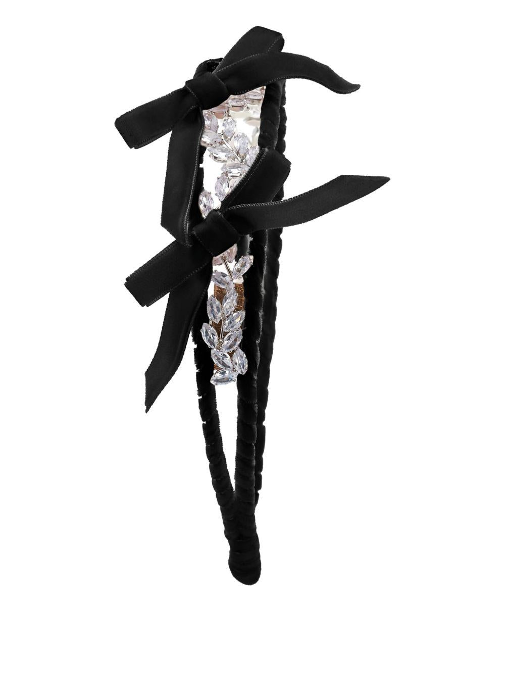 Cerchietto per bambina Monnalisa nero in velluto con dettaglio fiocco - Rubino Kids