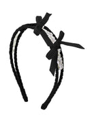 Cerchietto per bambina Monnalisa nero in velluto con dettaglio fiocco - Rubino Kids