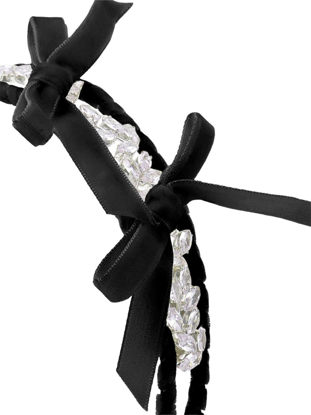 Cerchietto per bambina Monnalisa nero in velluto con dettaglio fiocco - Rubino Kids