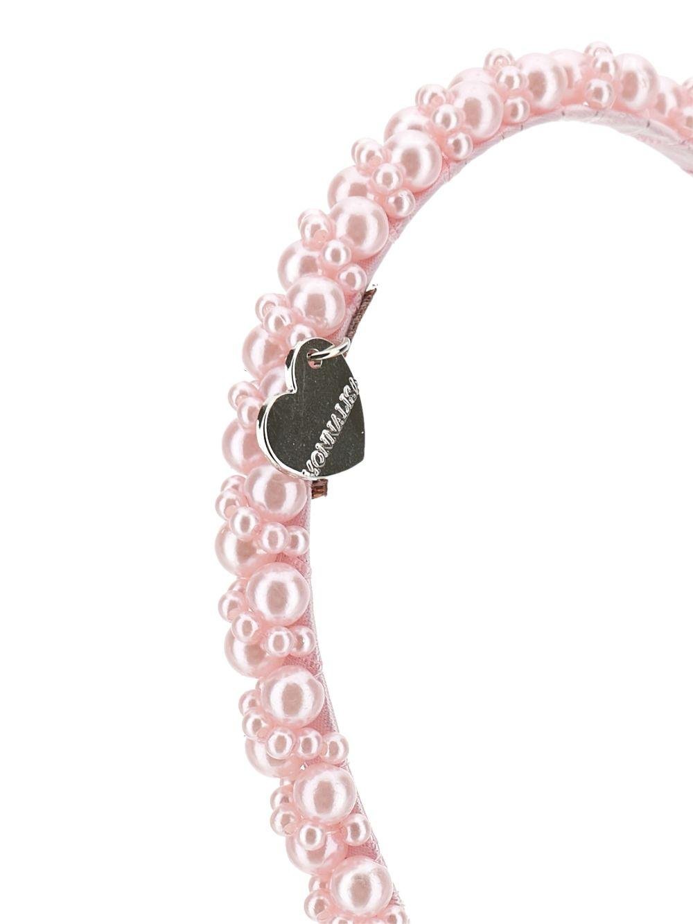 Cerchietto per bambina Monnalisa rosa con decorazione di perle - Rubino Kids