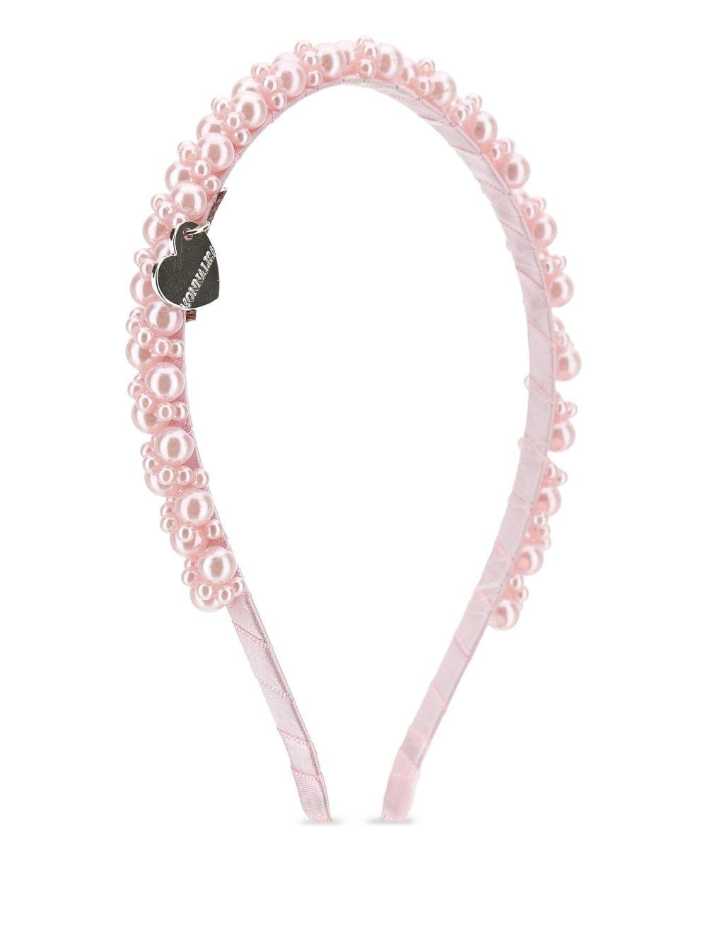Cerchietto per bambina Monnalisa rosa con decorazione di perle - Rubino Kids