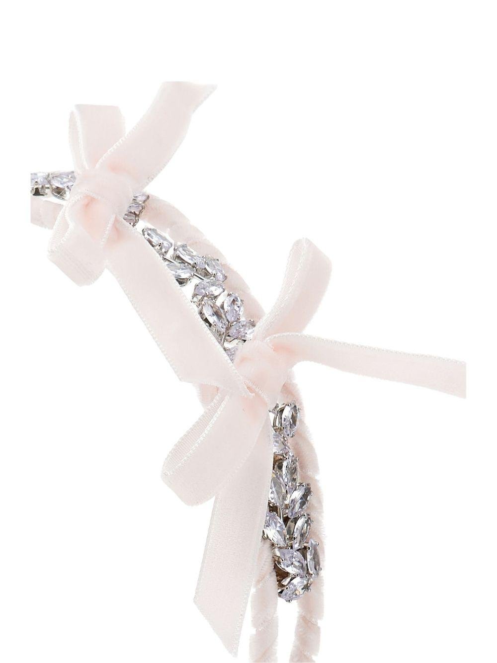 Cerchietto per bambina Monnalisa rosa in velluto con dettaglio fiocco - Rubino Kids