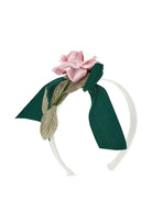 Cerchietto per bambina Monnalisa verde con decorazione a fiori - Rubino Kids