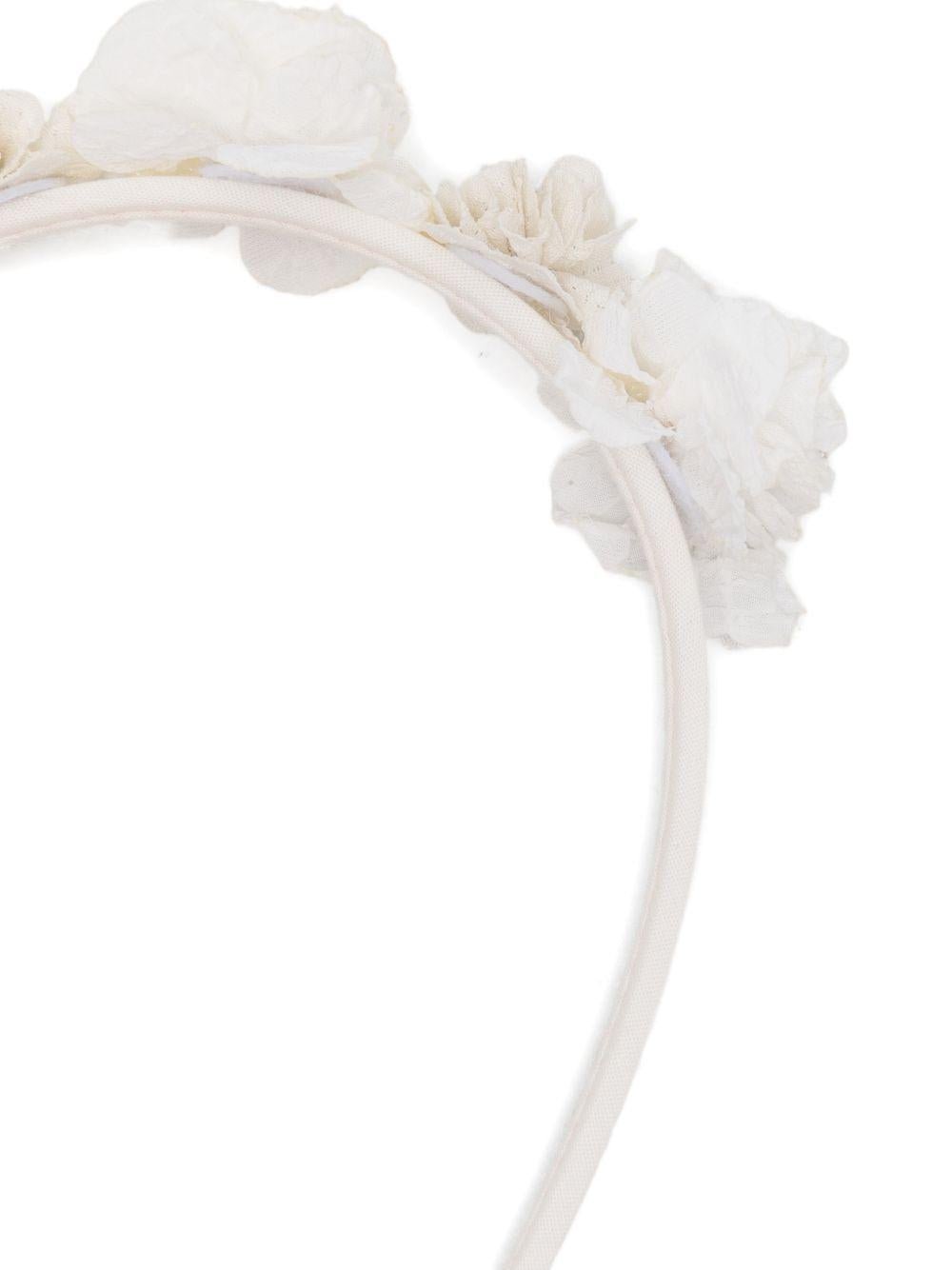 Cerchietto per capelli per bambina Mariella Ferrari bianco con applicazione a fiori - Rubino Kids