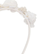 Cerchietto per capelli per bambina Mariella Ferrari bianco con applicazione a fiori - Rubino Kids