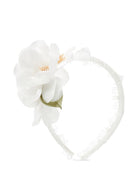 Cerchietto per capelli per bambina Monnalisa bianco con applicazione floreale - Rubino Kids