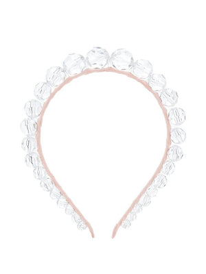Monnalisa white hairband for girls with beaded applique