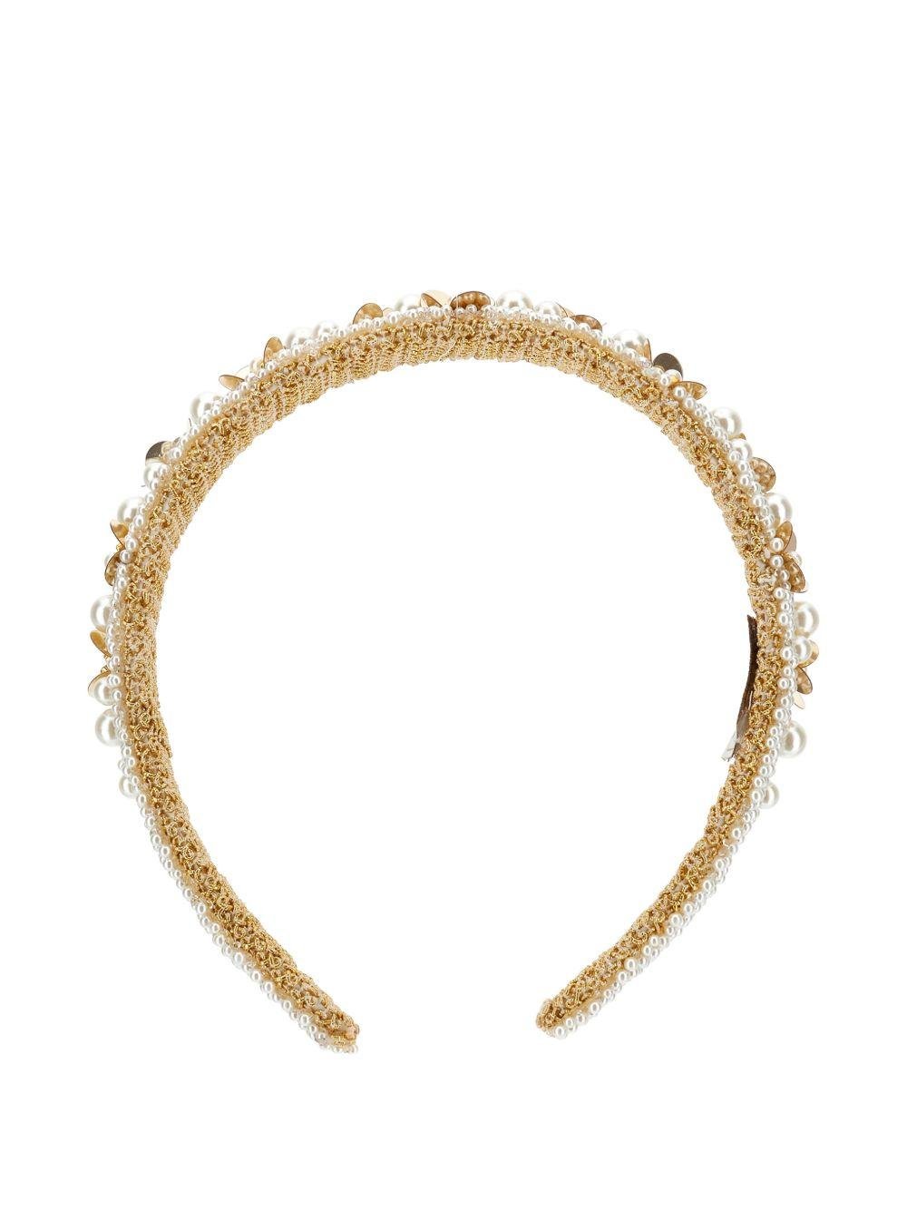 Cerchietto per capelli per bambina Monnalisa bianco con decorazione a perline - Rubino Kids