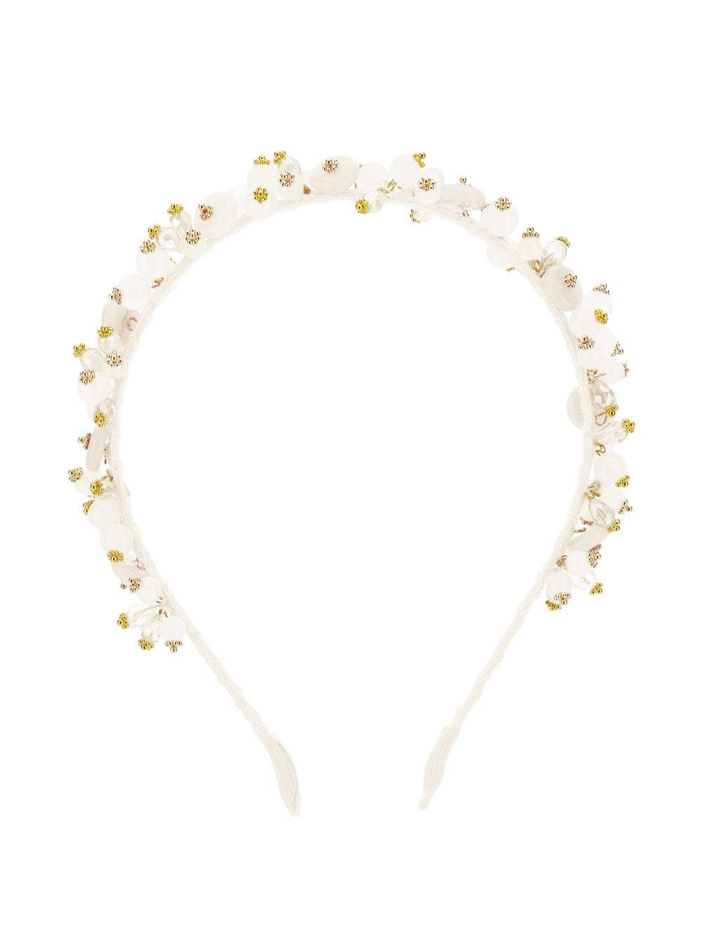 Cerchietto per capelli per bambina Monnalisa bianco con decorazione con perline - Rubino Kids