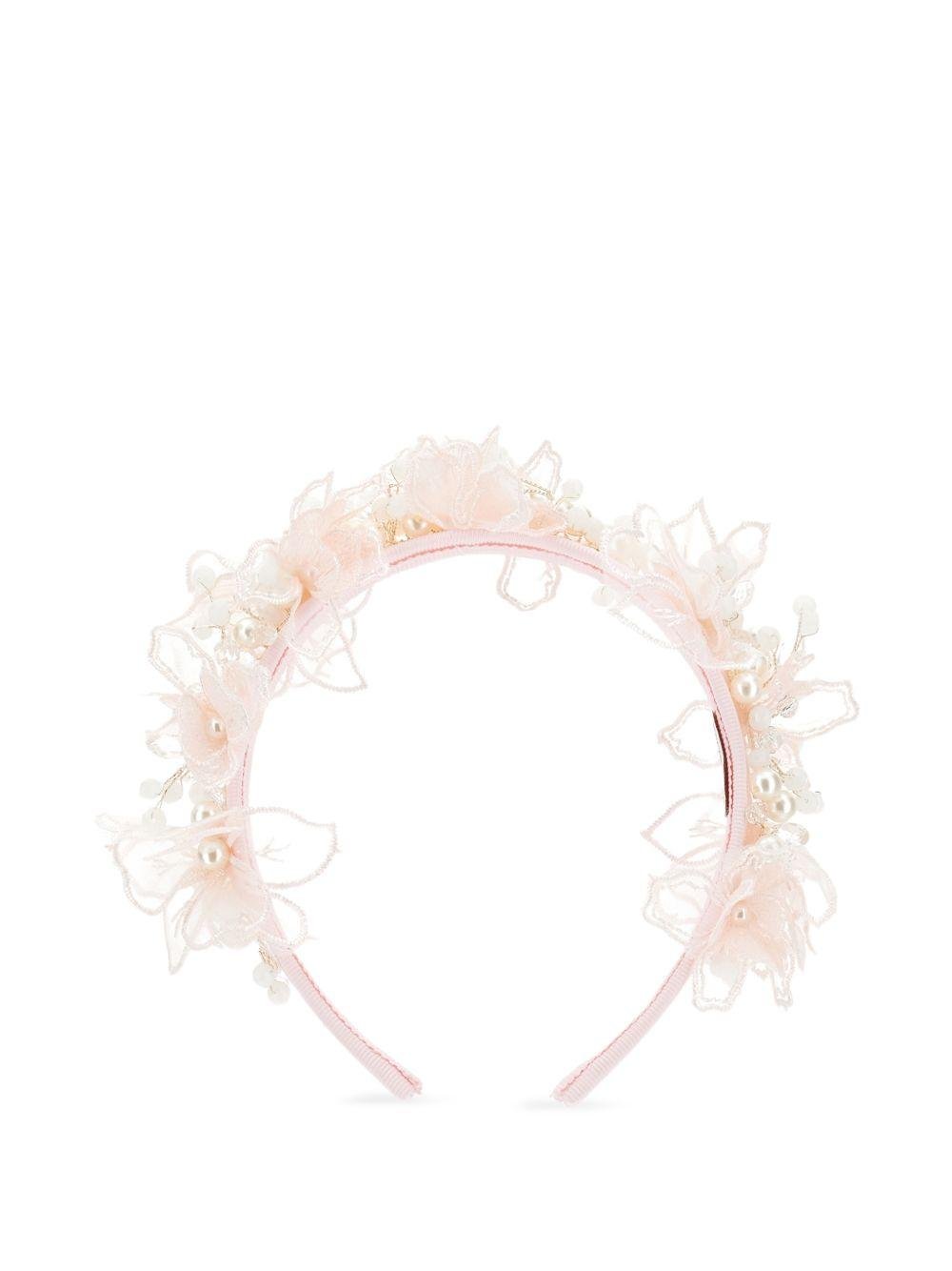 Cerchietto per capelli per bambina Monnalisa rosa con dettaglio floreale - Rubino Kids