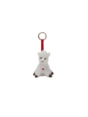 MC2 ST. Barth Kids Mini Alpaca Plush Charm for Children, White with Red Lace