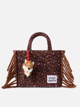 Charm con mini volpe peluche per bambini MC2 ST. Barth Kids arancione con laccio rosso - Rubino Kids