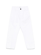 Chino dritti per bambino Paolo Pecora Kids bianco con due tasche posteriori a filetto - Rubino Kids