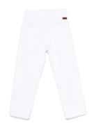 Chino dritti per bambino Paolo Pecora Kids bianco con due tasche posteriori a filetto - Rubino Kids