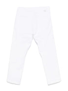 Chino dritti per bambino Paolo Pecora Kids bianco con due tasche posteriori a filetto - Rubino Kids