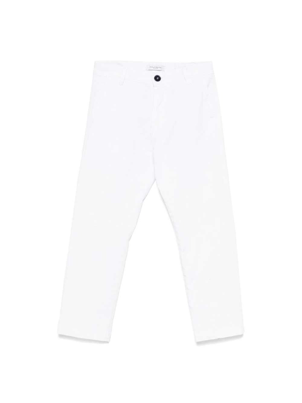 Chino dritti per bambino Paolo Pecora Kids bianco con due tasche posteriori a filetto - Rubino Kids
