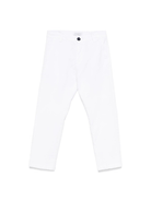 Chino dritti per bambino Paolo Pecora Kids bianco con due tasche posteriori a filetto - Rubino Kids